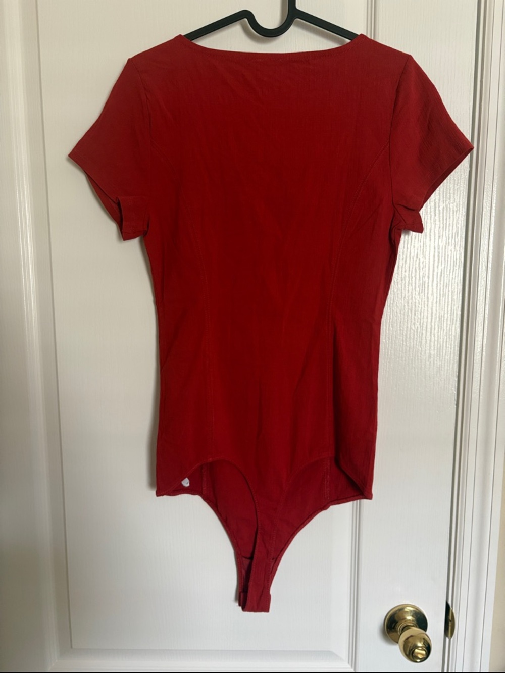 Free People Deep Conversations Rust Red Deep V Short Sleeve Bodysuit - Picture 11 of 11